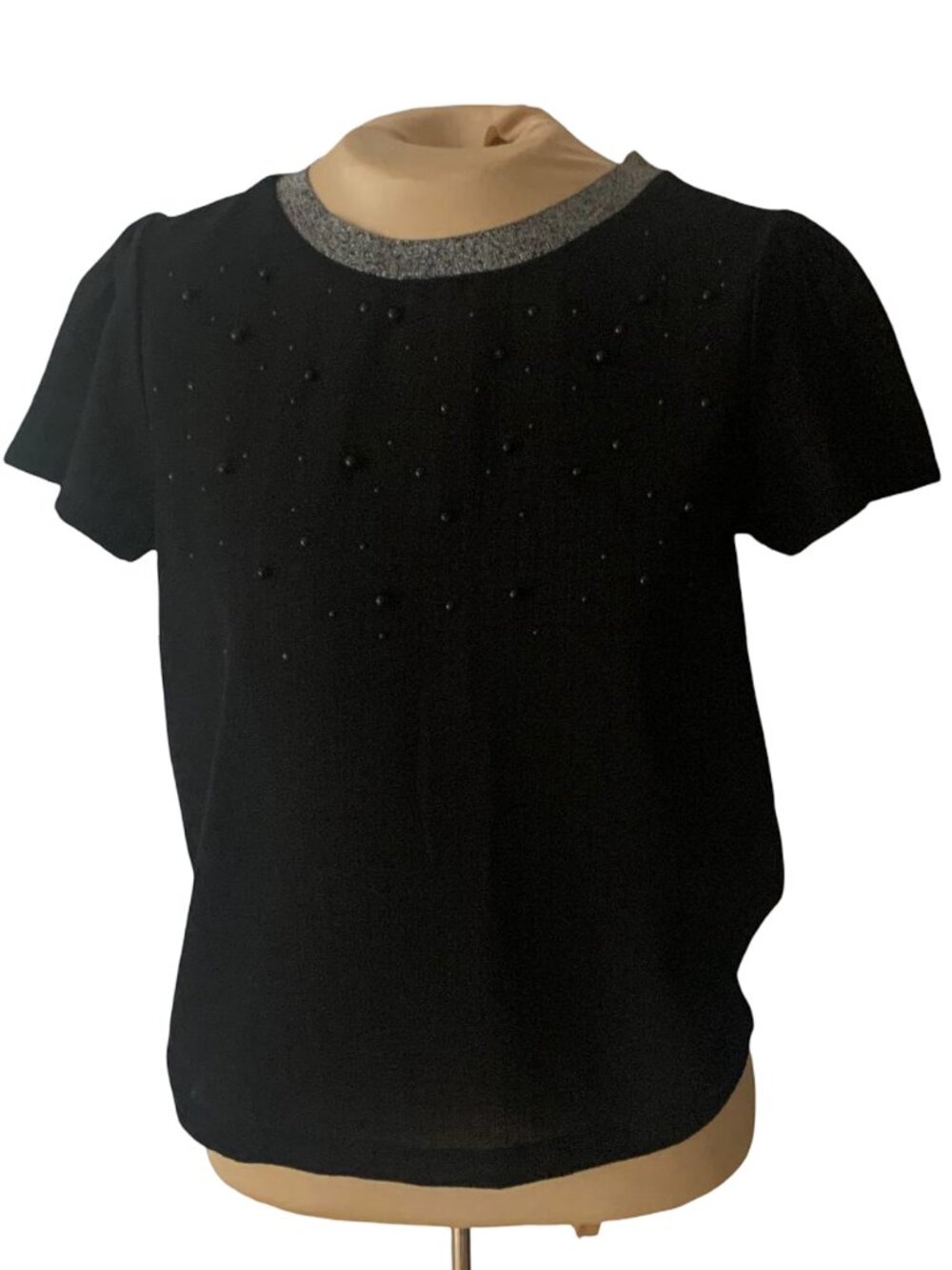 Vero Moda Black Short Sleeve Top with Silver Trim